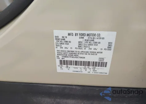 2018 Ford Explorer Limited z USA, uszkodzony, nr VIN 1FM5K7F82JGC70826